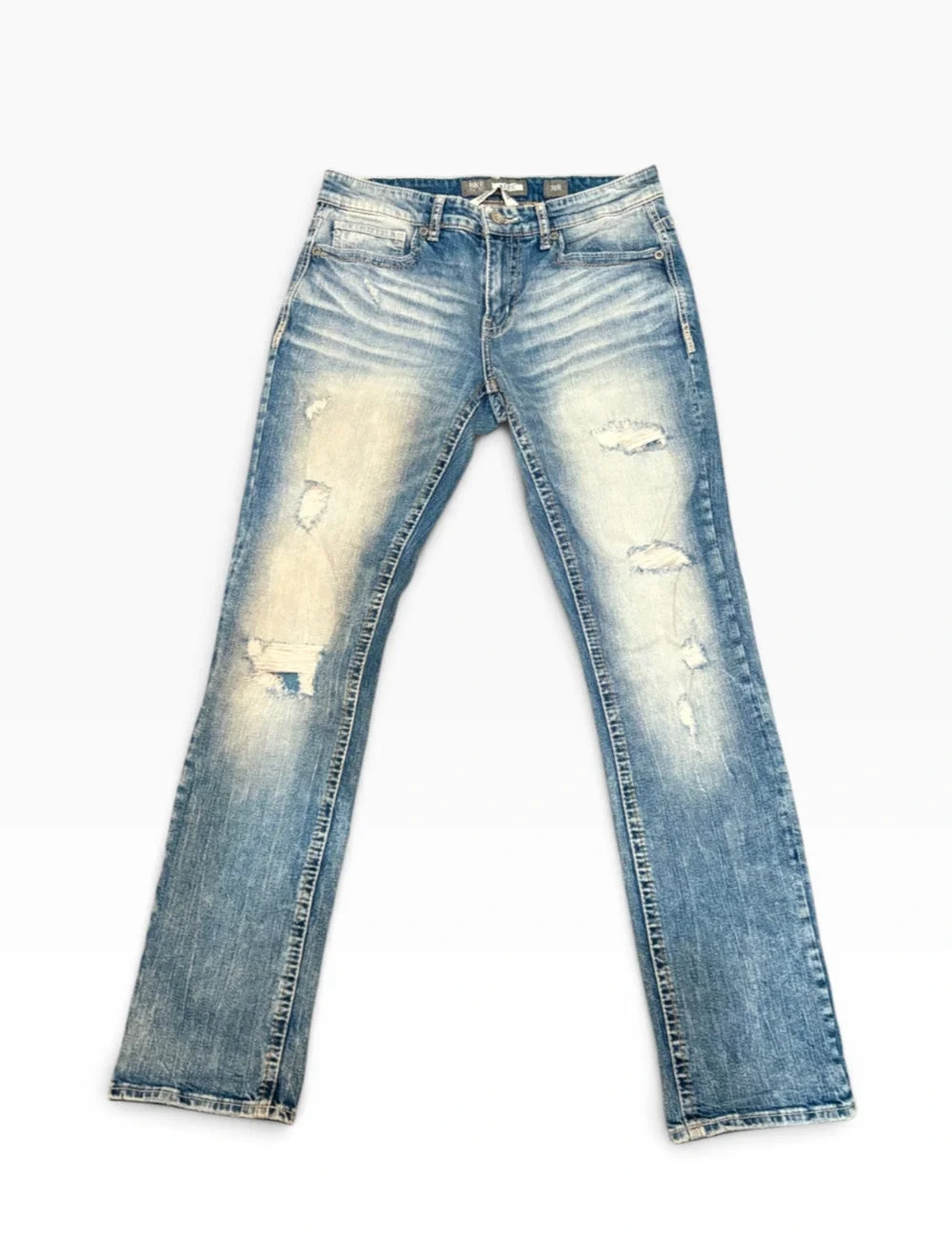 BKE Alec Straight Leg Distressed Jeans Medium Wash 31x32 Tag 31R Fits Men's